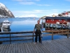 Cris and skis beside the sea (Lyngen Alps, Norway)
