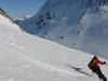 Emily skiing down (Langdalstindane, Norway)