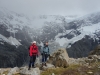 Cris and Simon with glacier behind (Tramping Mueller Hut)