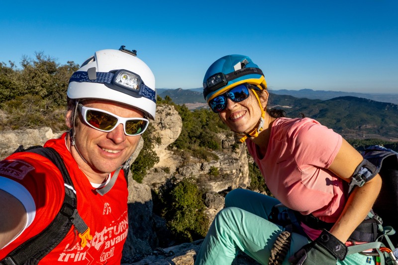 Us after the crux (Muntanyes de Prades Dec 2025)