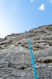 Ari at the top of the tower (Muntanyes de Prades May 2022)