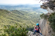 Ari reaches the top of a steep section (Muntanyes de Prades May 2022)
