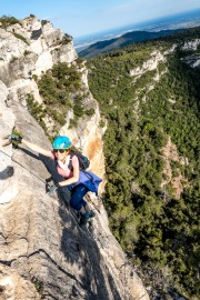 Ari reaching the top of another steep section (Muntanyes de Prades May 2022)