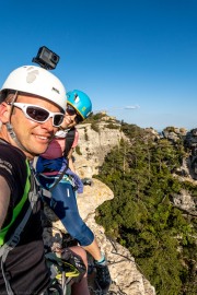 Us at the top of the tower (Muntanyes de Prades May 2022)