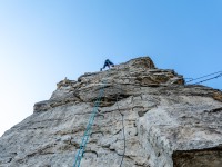 Ari gets ready to abseil (Muntanyes de Prades May 2022)