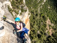 Ari reaching the top of another steep section (Muntanyes de Prades May 2022)