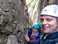 Halfway through the short via ferrata (Muntanyes de Prades May 2022)