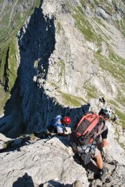 Climbing down (Nebelhorn Klettersteig, Germany)