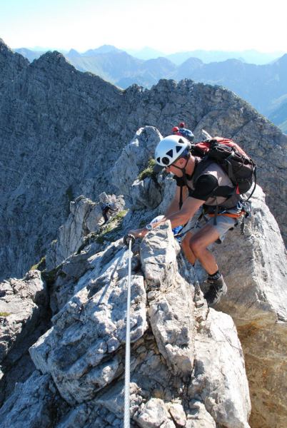 Peter climbing (Nebelhorn Klettersteig, Germany)