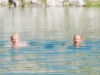 Cris and Peter swimming (Nebelhorn Klettersteig, Germany)