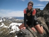 Frauke riding a mountain (Mt Technical, Lewis Pass)