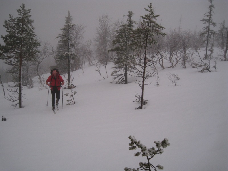 Chris heading up through the snow (Norway)
