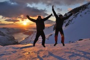 Cris and Chris jumping 2 (Ski touring Glomfjord, Norway)