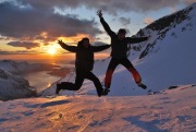 Cris and Chris jumping (Ski touring Glomfjord, Norway)