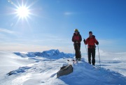 Em and Chris on glacier 2 (Ski touring Glomfjord, Norway)