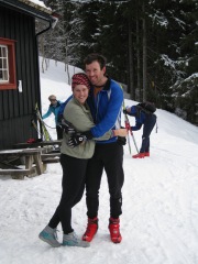 Emily and Chris hugging (Trondheim, Norway)