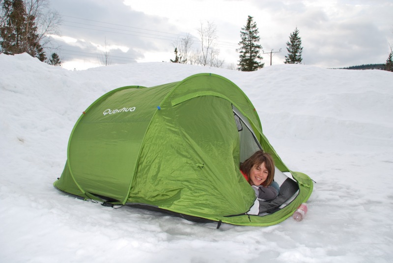 Emily in her tent (Norway)