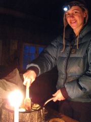 Emily preparing dinner (Norway)