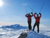 Em and Chris with poles (Ski touring Glomfjord, Norway)