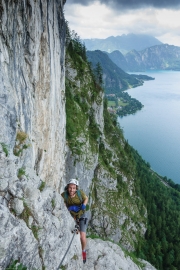 Brendan on the Attersee Klettersteig 2 (Salzkammergut Adventures)