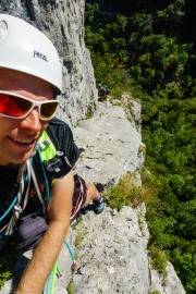 Cris on route (Climbing in Arco)