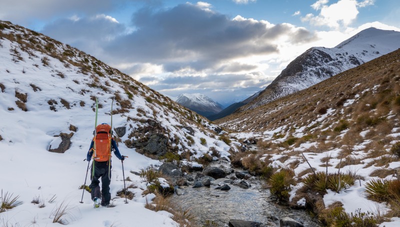 Heading down the river (Ski Touring Snowy Gorge Hut Aug 2021)