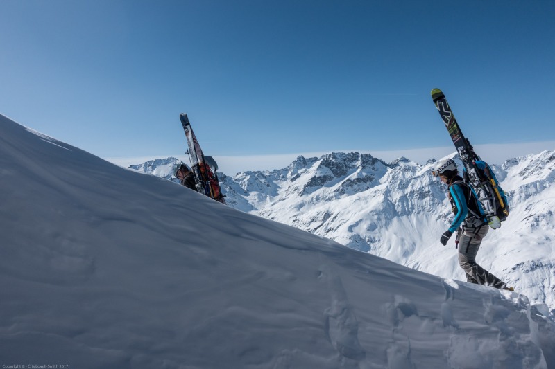 Heading off from the lift (Arlberger Winterklettersteig March 2017)