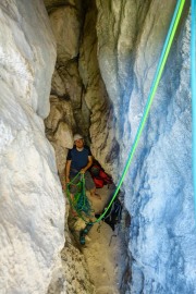 Johannes belaying (Climbing in Arco)
