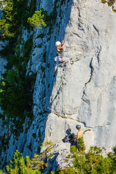 Julie leads the second tower (Löwenzähne Westkante Sept 2019)