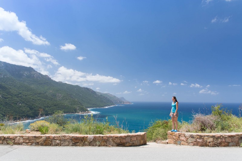 Leonie and sea behind (Corsica)