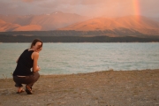 Leonie beside lake (Lake Pukaki)