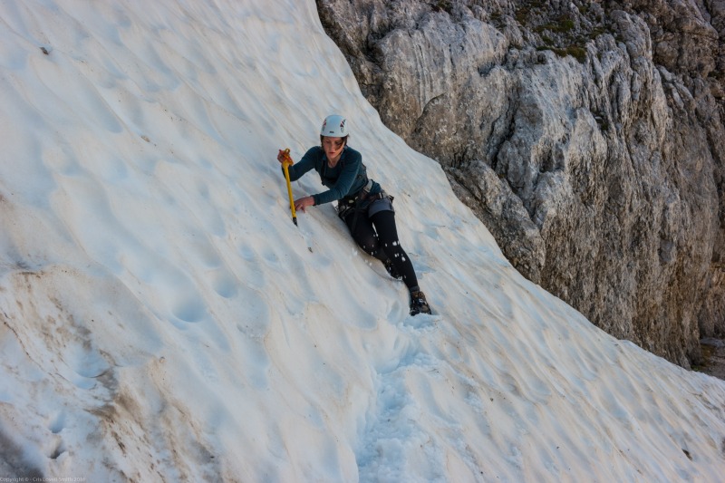 Leonie crossing snow (Summer Holidays 2016)