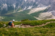 Leonie descending from Bovski Gamsovec (Summer Holidays 2016)