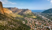 View of the cliffs on the left and part of Leonidio below (Climbing Greece April 2023)