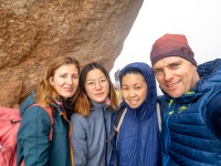 At the rock window in the mist (Weekend in Montserrat Nov 2023)
