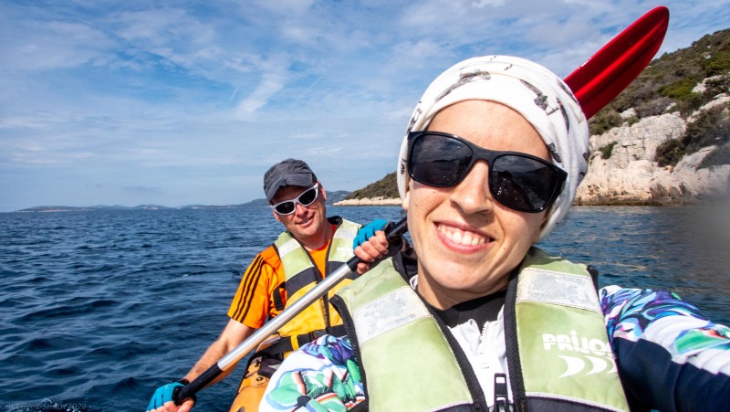 Kayaking along the side of an island (Seakayaking Croatia Oct 2022)