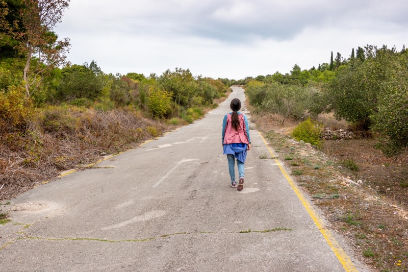 Walking on deserted roads (Seakayaking Croatia Oct 2022)
