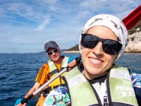 Kayaking along the side of an island (Seakayaking Croatia Oct 2022)