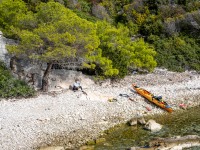 Taking a break on the island Tijat (Seakayaking Croatia Oct 2022)