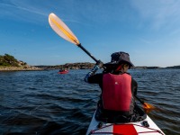 Ari kayaking (Seakayaking Sweden, August 2024)