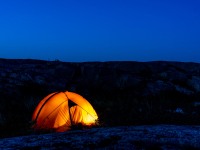 Glow from our tent (Seakayaking Sweden, August 2024)