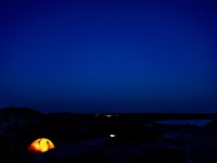 Our tent in the dark (Seakayaking Sweden, August 2024)