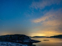 Stars in the sky with the glow from sunset (Seakayaking Sweden, August 2024)