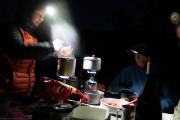 Ellen cooks dinner (Seakayaking Abel Tasman April 2021)