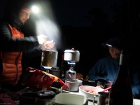 Ellen cooks dinner (Seakayaking Abel Tasman April 2021)