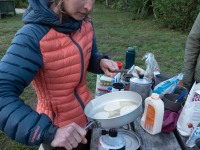 Ellen cooks pancakes (Seakayaking Abel Tasman April 2021)