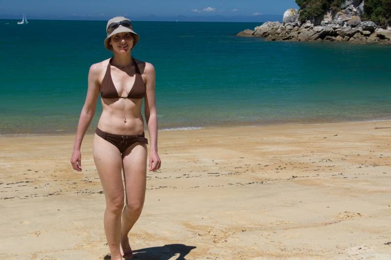 Leonie at the beach (Seakayaking Abel Tasman Dec 2014)
