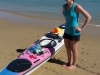 Leonie and kayak (Seakayaking Abel Tasman Dec 2014)