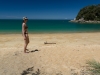 Leonie on beach (Seakayaking Abel Tasman Dec 2014)