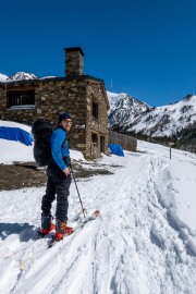 Johannes outside the hut (Ski Touring Andorra April 2022)